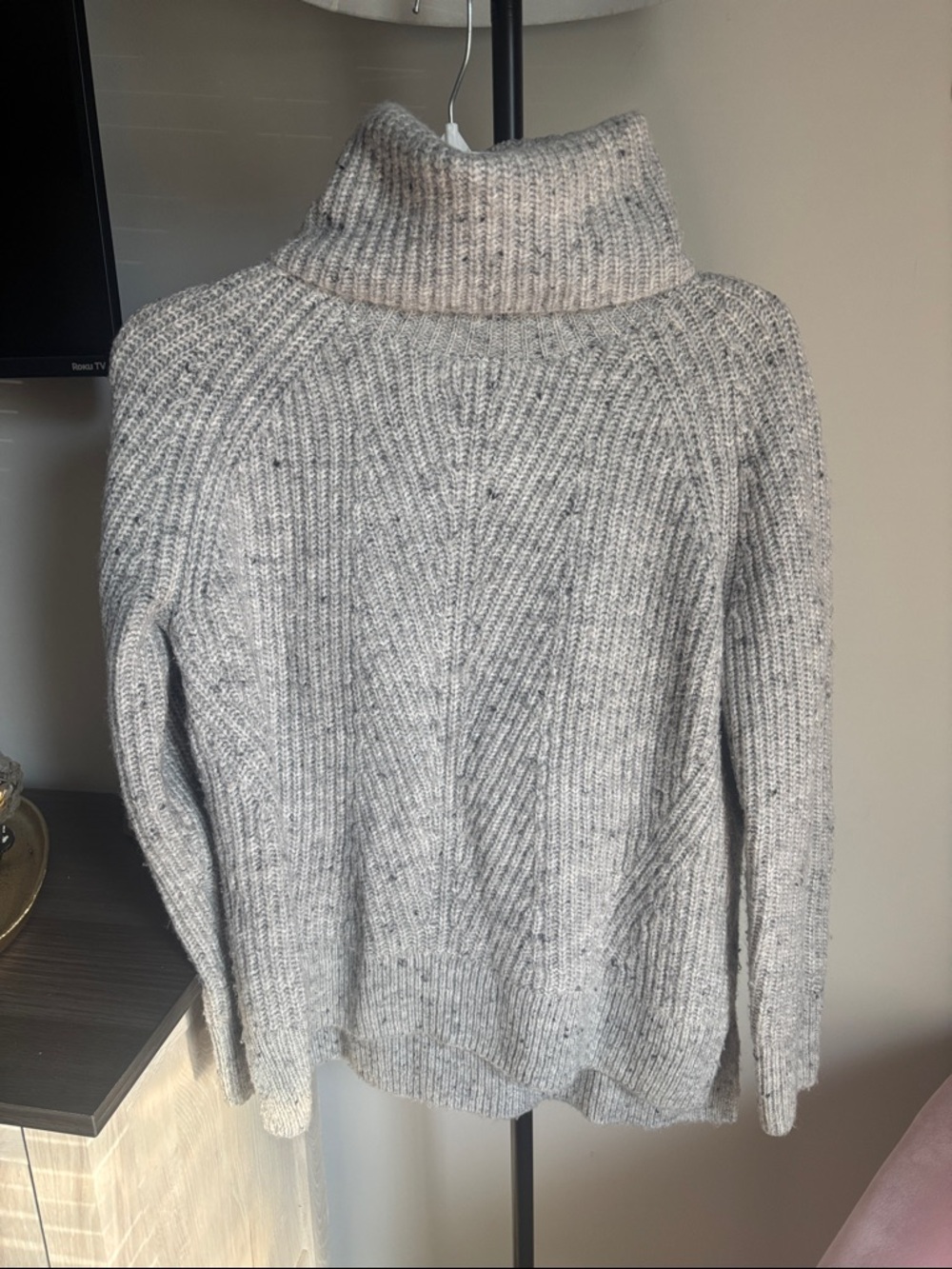 Madewell Gray Ribbed Turtleneck Sweater